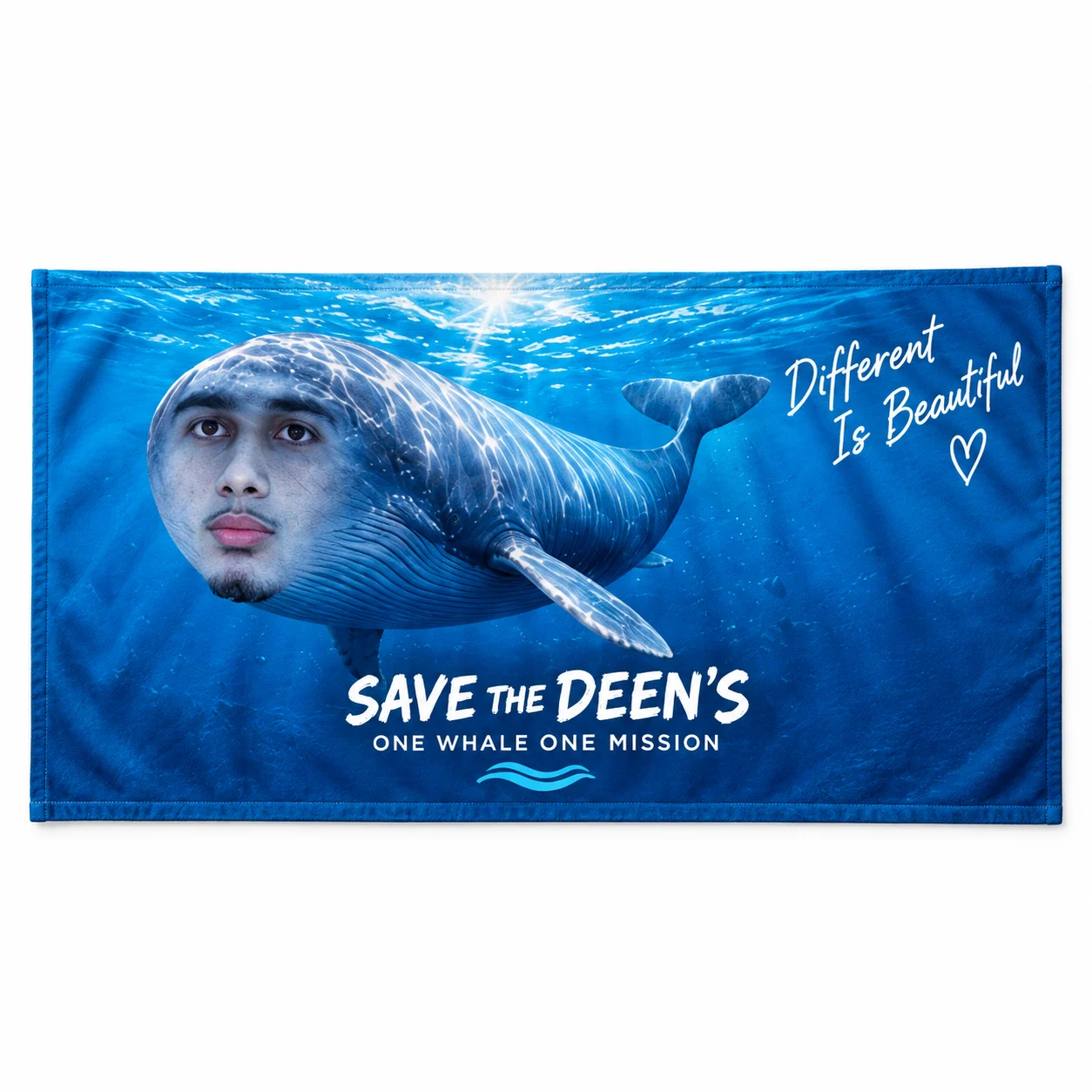 Save the Deen's towel with Different Is Beautiful design